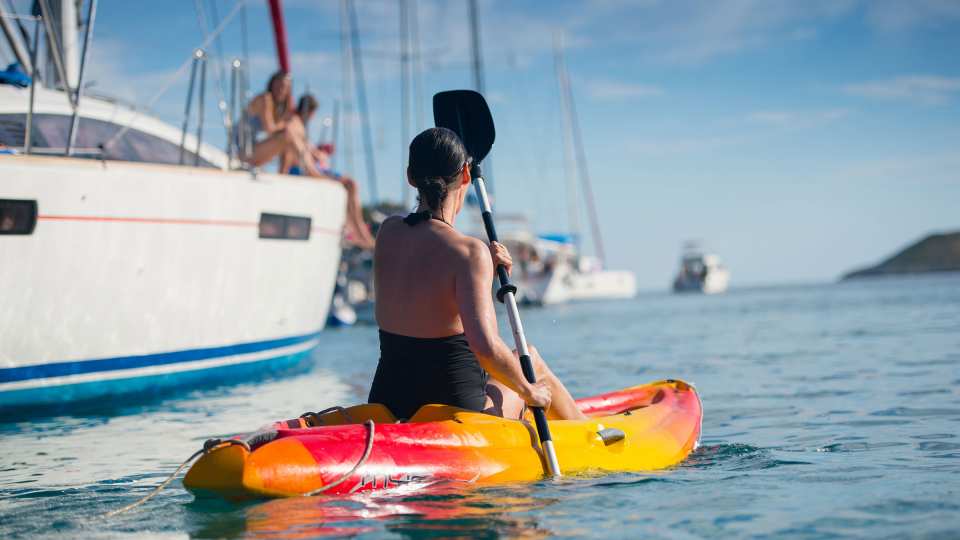 Lady in Kayak in Dubrovnik, Croatia