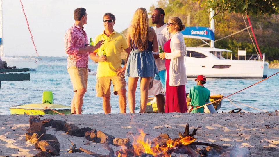 group enjoying flotilla vacation with Sunsail