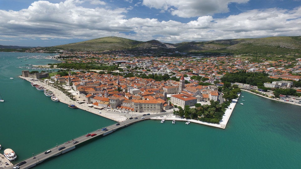 Trogir drone sky view Trogir drone sky view