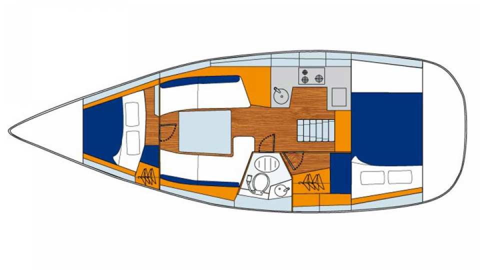 Floor plan of Sunsail 32i - 2 cabin Floor plan of Sunsail 32i - 2 cabin