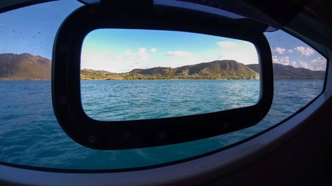 Antigua view from yacht window Antigua view from yacht window