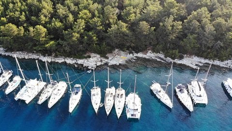 Sailboats in Lefkas harbour Sailboats in Lefkas harbour