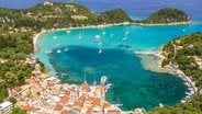 Top view of Catamarans Anchoring at Corfu Island Greece