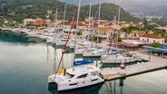 Sunsail Catamaran Anchored at Corfu Island Greece